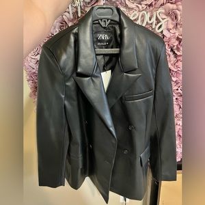 Zara leather blazer